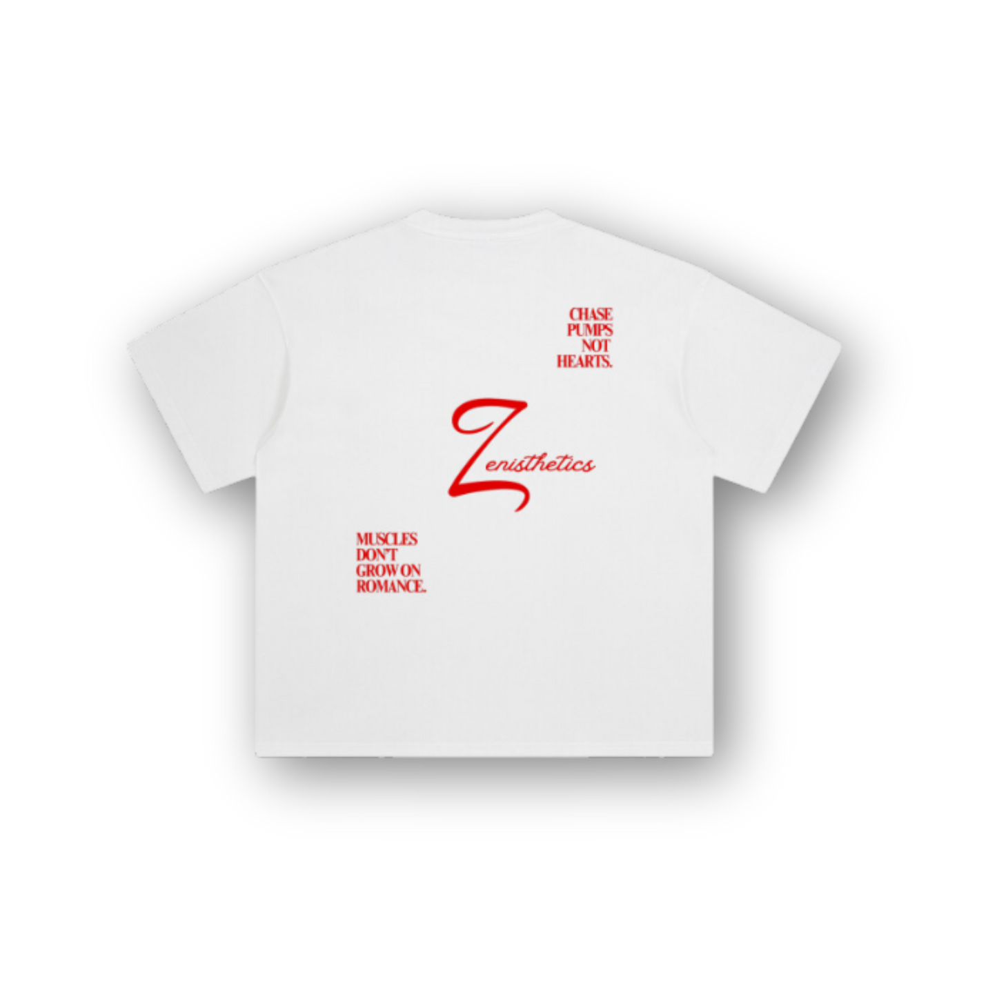 pump chaser tee white & red