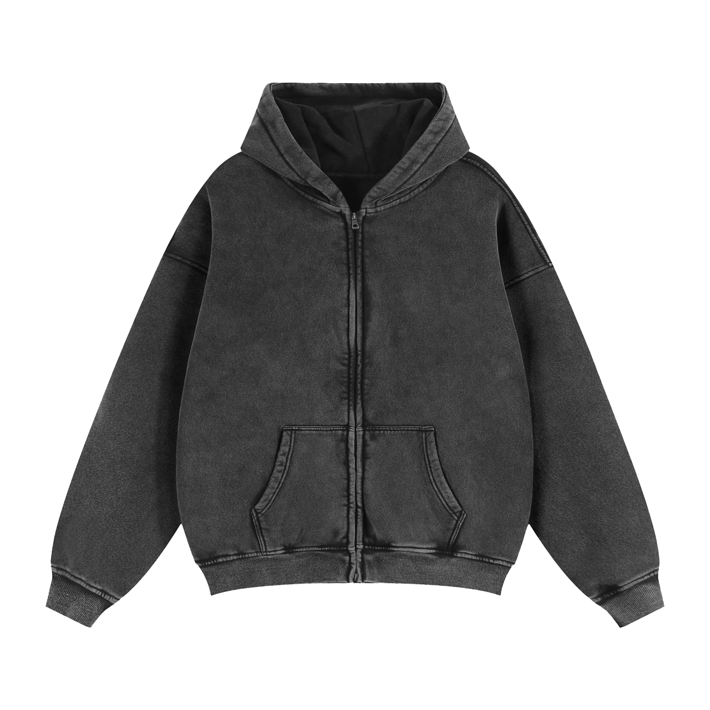 zip-through boxy hoodie